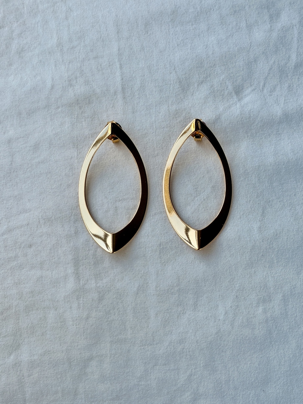 Long Pointy Hoop 18k Gold Plated Earrings